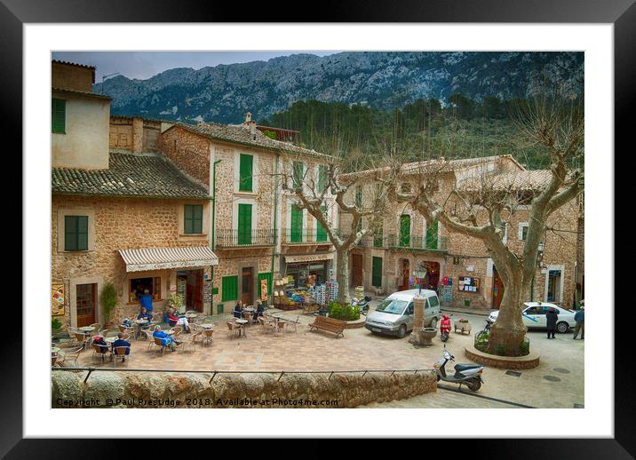 The Square at Fornalutx Mallorca Framed Mounted Print by Paul F Prestidge