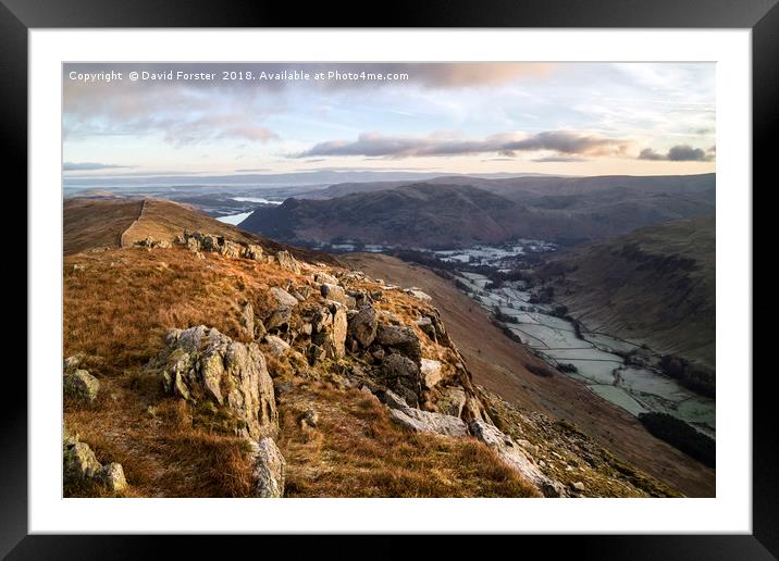 Striding Edge Early Morning Light Framed Mounted Print by David Forster