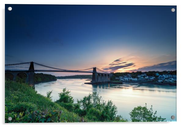 Menai Bridge Anglesey at sunset Acrylic by Gareth Morris