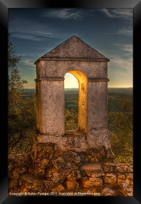 Sunset in Monfrague Castle Framed Print by Gabor Pozsgai