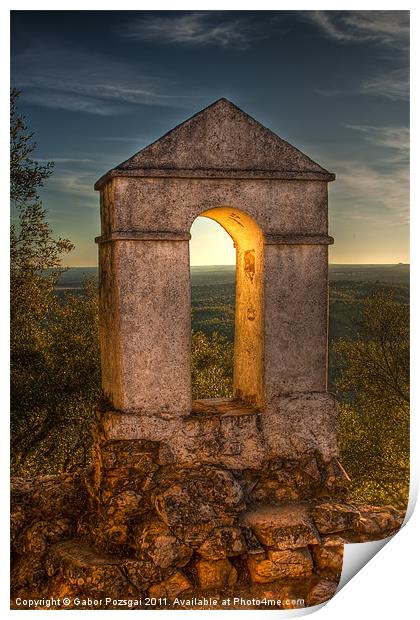 Sunset in Monfrague Castle Print by Gabor Pozsgai
