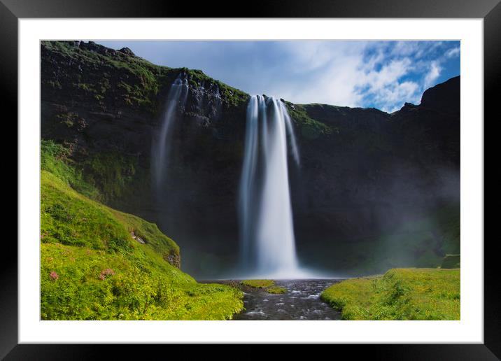 Seljalandsfoss are one of the impressive waterfall Framed Mounted Print by Dalius Baranauskas