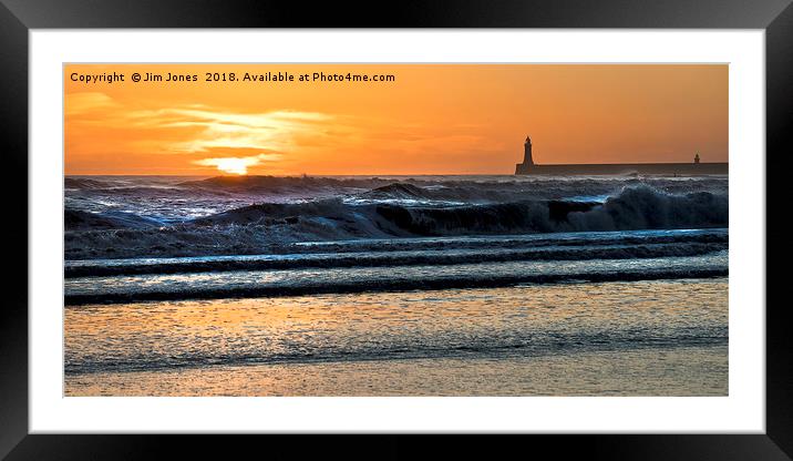 Tynemouth Long Sands Daybreak Panorama Framed Mounted Print by Jim Jones