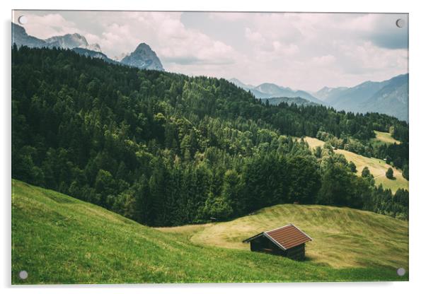 German Alps Summer Landscape Acrylic by Patrycja Polechonska