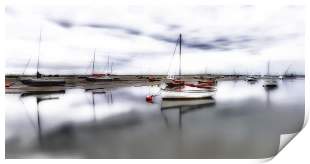 Low tide at Brancaster Staithe in Norfolk  Print by Gary Pearson