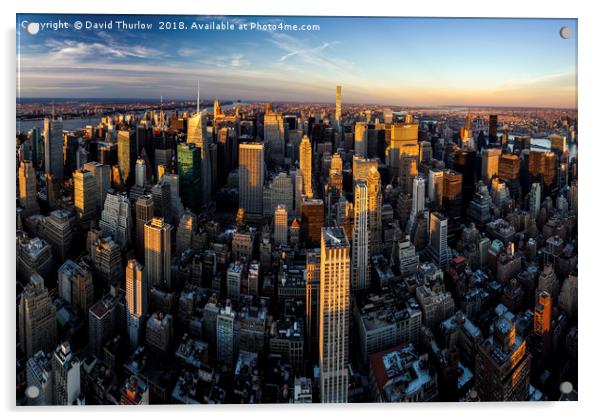 New York City Sunset Acrylic by David Thurlow