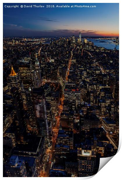 New York City Sunset Print by David Thurlow