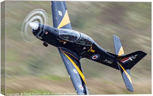 RAF Tucano T1 ZF269 in the Mach Loop, mid Wales. Canvas Print by David Thurlow