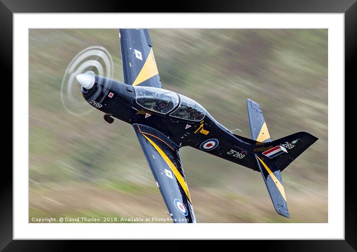 RAF Tucano T1 ZF269 in the Mach Loop, mid Wales. Framed Mounted Print by David Thurlow