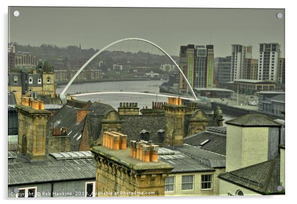 Rooftops upon Tyne Acrylic by Rob Hawkins