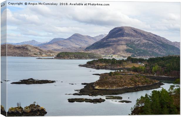 View across Loch Shieldaig to Torridon Mountains Canvas Print by Angus McComiskey
