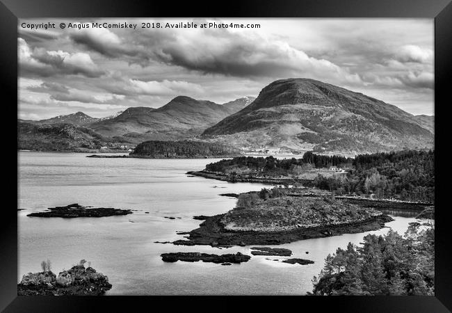 View across Loch Shieldaig mono Framed Print by Angus McComiskey