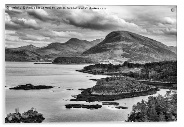 View across Loch Shieldaig mono Acrylic by Angus McComiskey