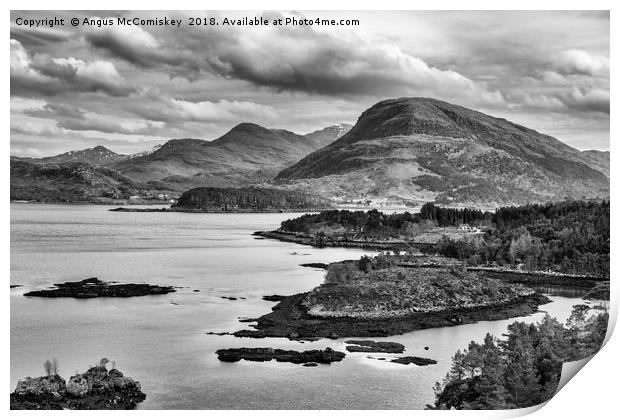 View across Loch Shieldaig mono Print by Angus McComiskey