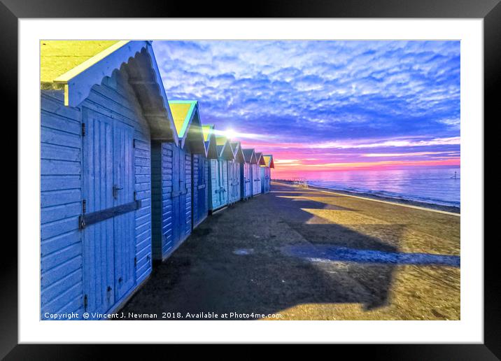 Cromer Beach at Sunset Framed Mounted Print by Vincent J. Newman