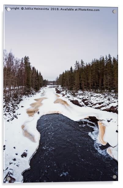 Waves In The Freezing River Acrylic by Jukka Heinovirta