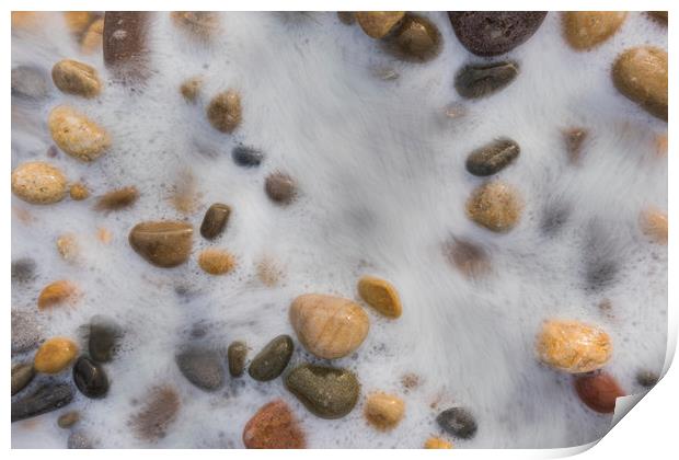 Pebbles washed by the tide. Print by Bryn Morgan