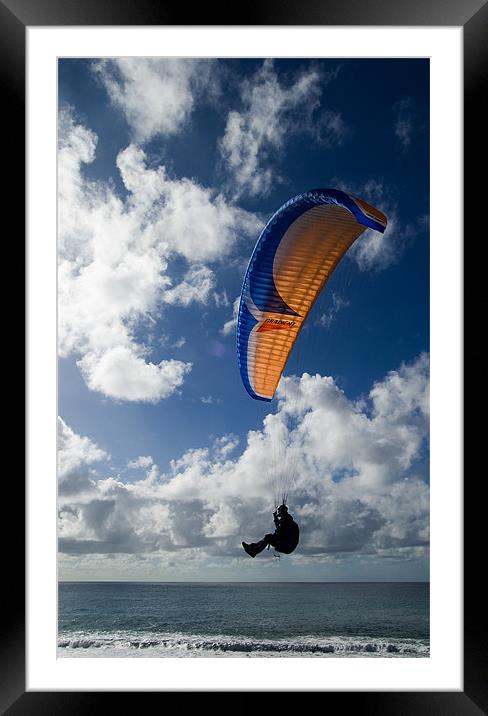 Paraglider at Puerto Naos, La Palma Framed Mounted Print by Joyce Storey