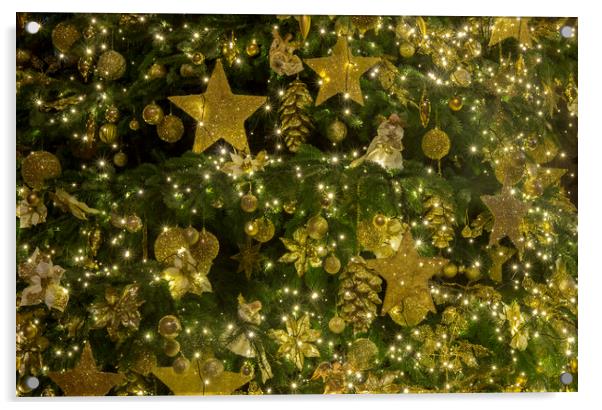 Golden Christmas Acrylic by Kelly Bailey