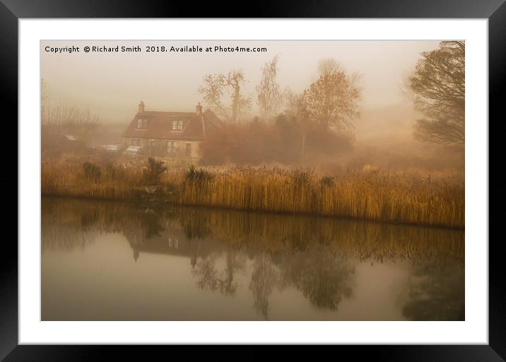 A cottage and reflection on misty winter's morning Framed Mounted Print by Richard Smith