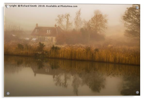 A cottage and reflection on misty winter's morning Acrylic by Richard Smith