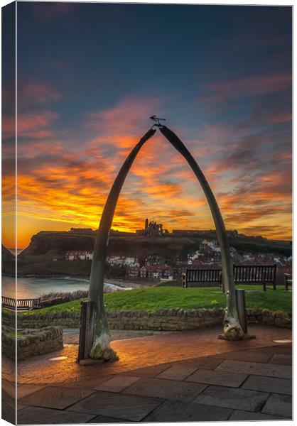 Whitby Sunrise Canvas Print by Paul Andrews