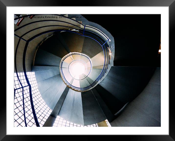 Hypnotic spiral convoluted staircase Framed Mounted Print by Alexandre Rotenberg