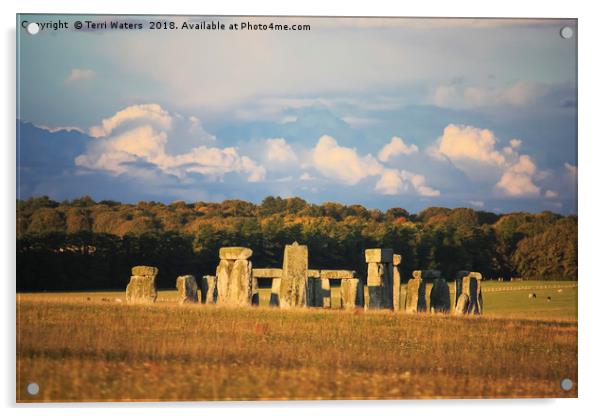 Stonehenge in Autumn Acrylic by Terri Waters