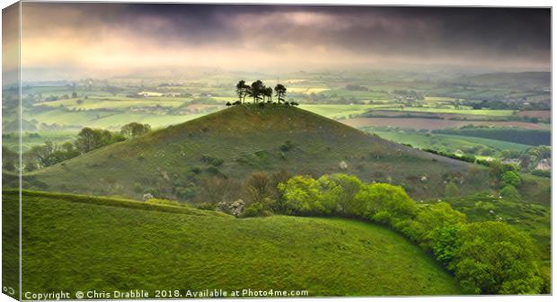 Colmers Hill at dawn on a dark and gloomy morning  Canvas Print by Chris Drabble