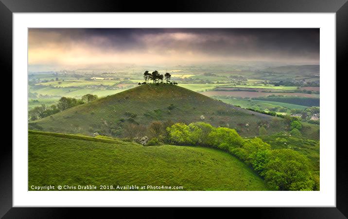 Colmers Hill at dawn on a dark and gloomy morning  Framed Mounted Print by Chris Drabble