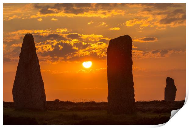 Sunse at the Ring of Brodgar Print by Thomas Schaeffer