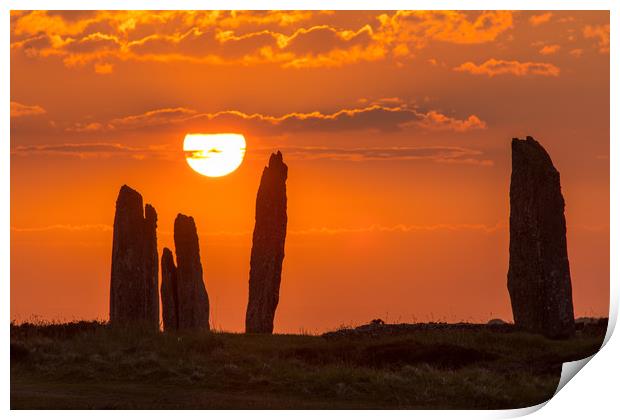 Sunset at the Ring of Brodgar Print by Thomas Schaeffer