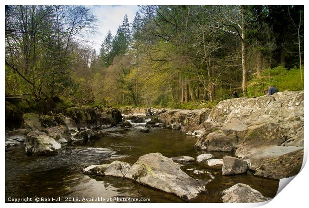 Conwy River with rocks  Print by Bob Hall