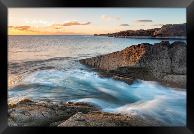 Clachtoll beach at sunset Framed Print by Tony Higginson