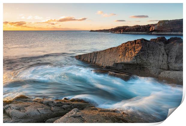 Clachtoll beach at sunset Print by Tony Higginson