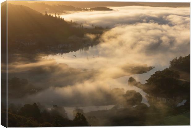 Ambleside and the river Rothay Canvas Print by Tony Higginson