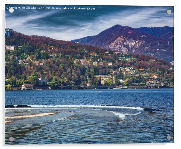 Lake of Como with Villa Olmo Acrylic by Claudio Lepri