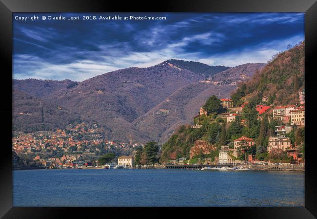 Lake of Como. Tavernola Framed Print by Claudio Lepri