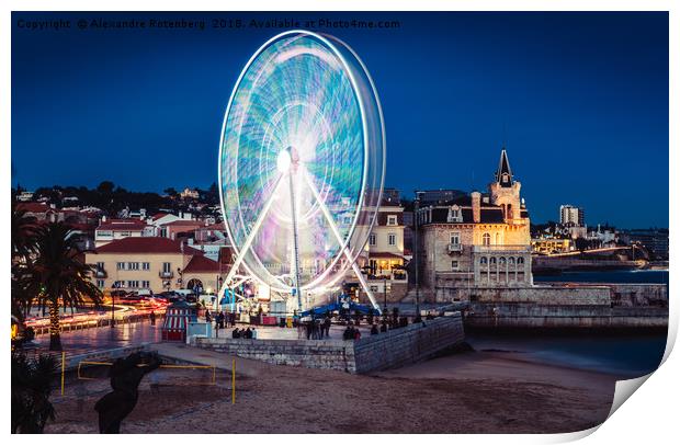 Ferris Wheel in Cascais, Portugal Print by Alexandre Rotenberg