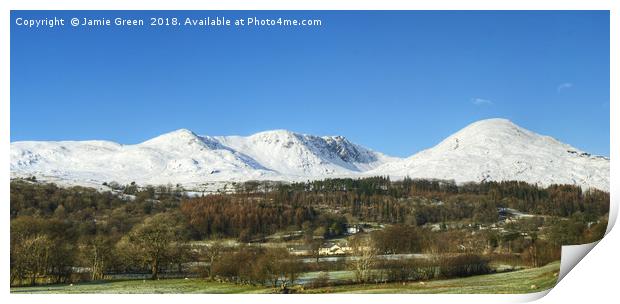 The Coniston Fells in Winter Print by Jamie Green