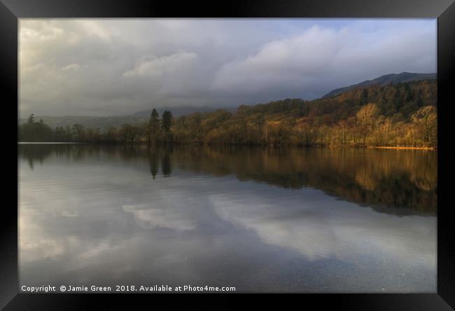 Coniston Water in January Framed Print by Jamie Green