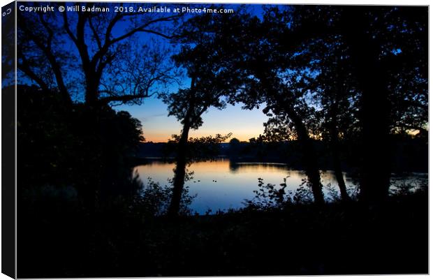 Sunset over Chard Reservoir Somerset uk  Canvas Print by Will Badman