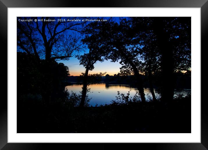 Sunset over Chard Reservoir Somerset uk  Framed Mounted Print by Will Badman