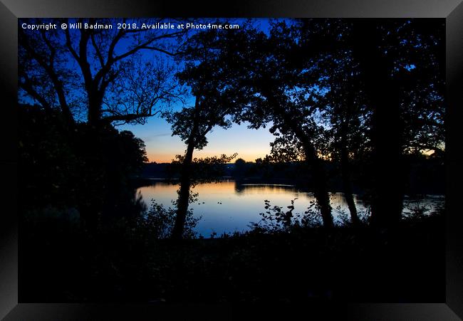 Sunset over Chard Reservoir Somerset uk  Framed Print by Will Badman