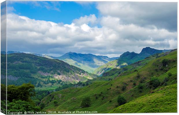 The Great Langdale Valley and Langdale Pikes Canvas Print by Nick Jenkins