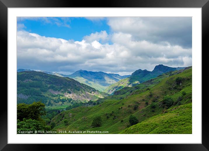 The Great Langdale Valley and Langdale Pikes Framed Mounted Print by Nick Jenkins