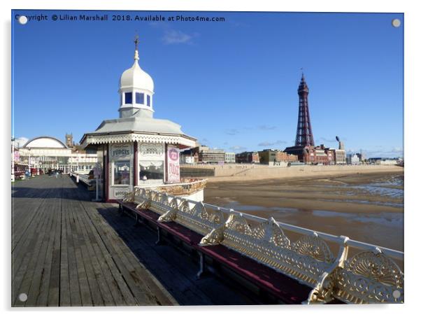 Kiosk on North Pier Blackpool Acrylic by Lilian Marshall