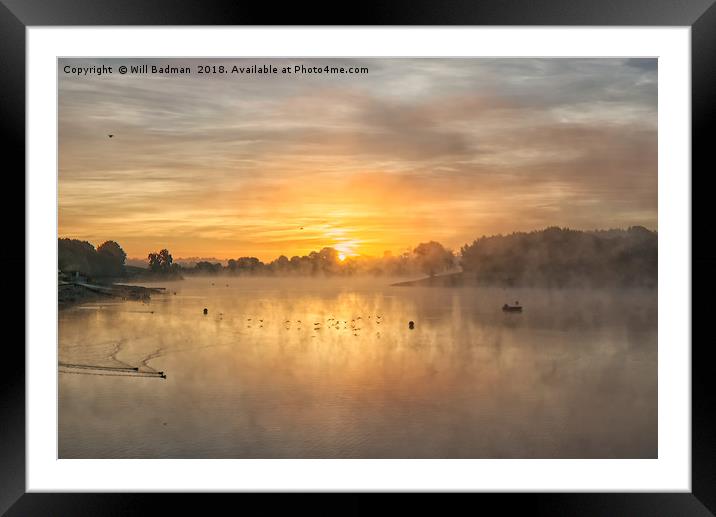Misty sunrise over Sutton Bingham Reservoir Uk   Framed Mounted Print by Will Badman