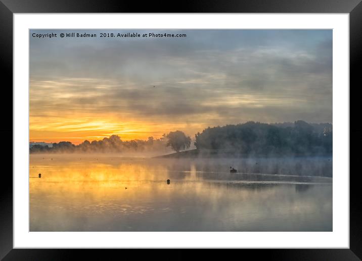 Misty sunrise over Sutton Bingham Reservoir Uk  Framed Mounted Print by Will Badman