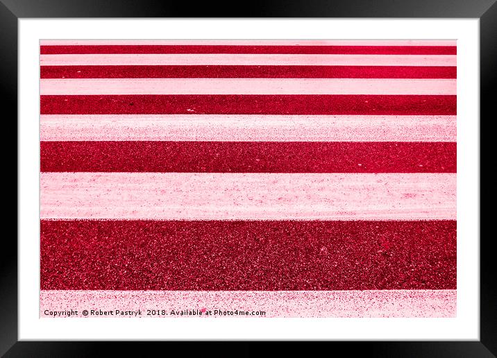 Colored crosswalk, red and white, abstract Framed Mounted Print by Robert Pastryk